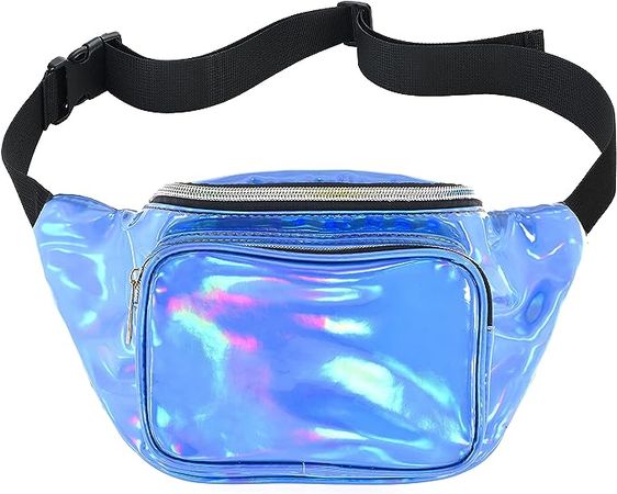 Amazon.com | Shiny Neon Fanny Bag for Women Rave Festival Hologram Bum Travel Waist Pack (Holographic Pink) | Waist Packs