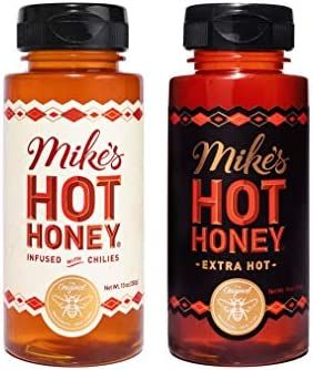 Amazon.com : Mike’s Hot Honey – Original & Extra Hot Combo 10 oz (2 Pack), Hot Honey with an Extra Kick, Sweetness & Heat, 100% Pure Honey, Shelf-Stable, Gluten-Free & Paleo-Friendly, More than Sauce - it's Hot Honey : Grocery & Gourmet Food
