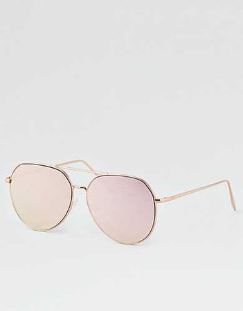 Rose Gold Aviator Sunglasses, Rose Gold | American Eagle Outfitters