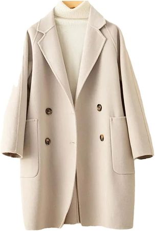 Amazon.com: Jegsnoe Fashion Elegant Double Breasted Women Wool Coat Casual Office Lady Loose Winter Jacket : Clothing, Shoes & Jewelry
