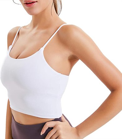 Lemedy Women Padded Sports Bra Fitness Workout Running Shirts Yoga Tank Top (M, White) at Amazon Women’s Clothing store