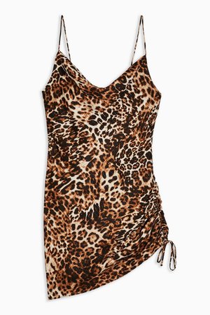 Leopard Ruched Slip Dress | Topshop