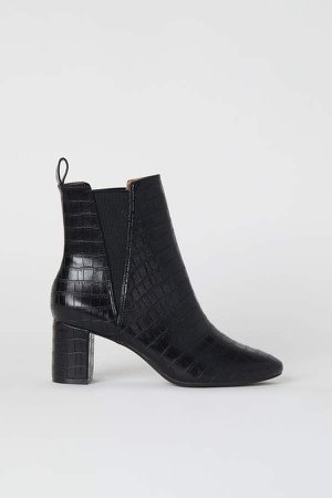 Ankle Boots with Side Panels - Black