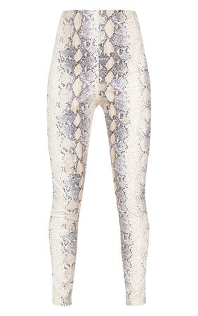 White Snakeskin Faux Leather Pants | PrettyLittleThing USA