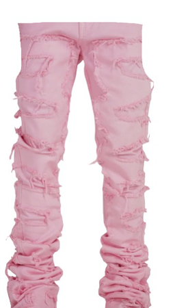 pink stacked jeans