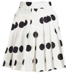 Women's Polka Dot Pleated Skirt - White Black - Size 38 (0)