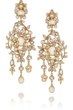 Percossi Papi | gold-plated, topaz, moonstone and pearl earrings