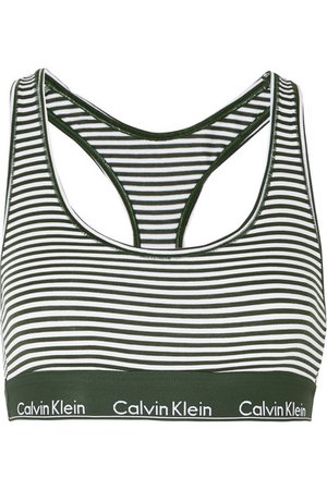 Calvin Klein Underwear | Modern Cotton striped stretch cotton-blend soft-cup bra | NET-A-PORTER.COM