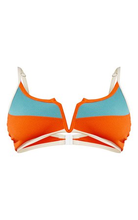 Multi V Wire Colourblock Bikini Top | PrettyLittleThing USA