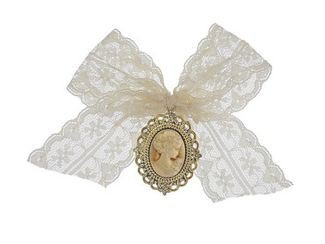 beige bow with a portrait