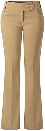 Design by Olivia Women's Relaxed Boot-Cut Stretch Office Pants Trousers Slacks Khaki M at Amazon Women’s Clothing store