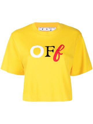 off-white logo print t-shirt yellow