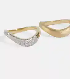 Rainbow K - Wave 9kt gold stacked rings with diamonds | Mytheresa
