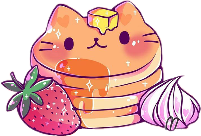 strawberry pancake cat cute