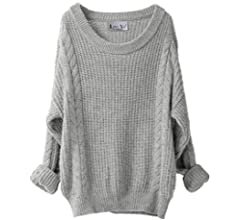Liny Xin Women's Cashmere Oversized Loose Knitted Crew Neck Long Sleeve Winter Warm Wool Pullover Long Sweater Dresses Tops (Beige) at Amazon Women’s Clothing store