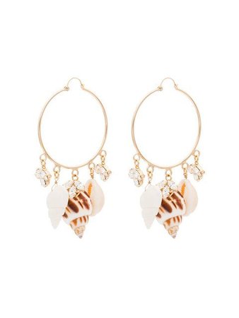 Anton Heunis metallic gold shell crystal charm embellished hoop earrings $162 - Buy SS19 Online - Fast Global Delivery, Price