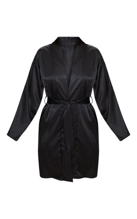 Black Satin Robe | Nightwear & Onesies | PrettyLittleThing