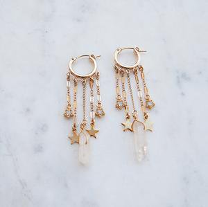 All The Dangles Hoop Earrings, star earrings, shooting star earrings, crystal earrings, hoops, gold hoops, gypset, gypset jewelry – Gypset