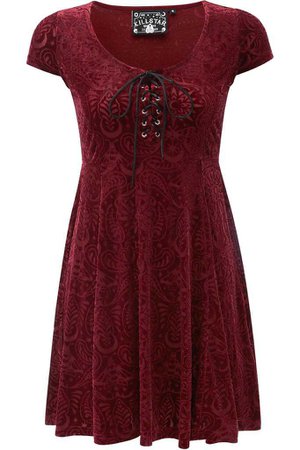 Angelyn Burnout Velvet Dress [WINE] | KILLSTAR - US Store