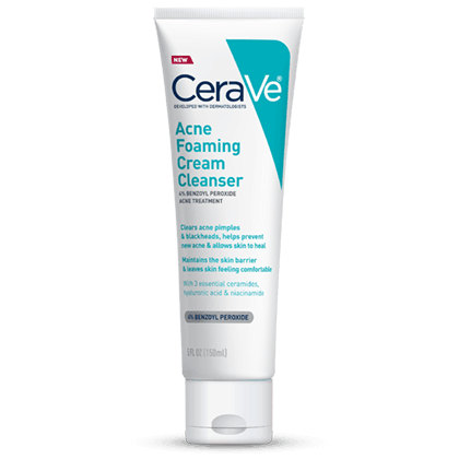 Acne Foaming Cream Cleanser | Benzoyl Peroxide Treatment | CeraVe