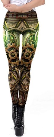 color cosplayer Steampunk Retro Comic Cosplay Women Leggings Print Polyester Trousers Pants (S, KDK1625) at Amazon Women’s Clothing store