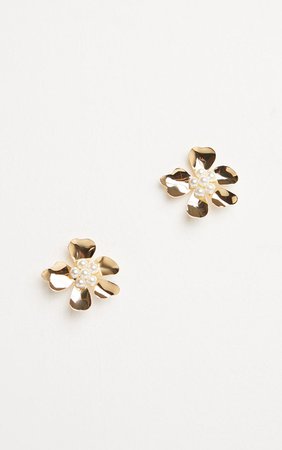 Gold Floral Stud Earrings | PrettyLittleThing USA