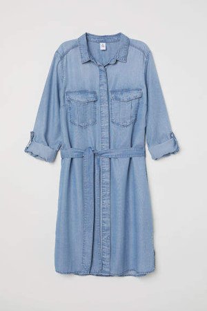 Denim Shirt Dress - Blue