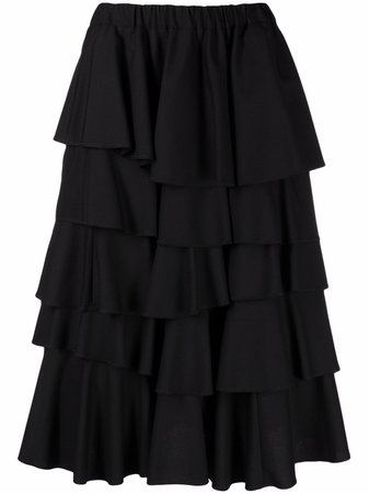 Black Comme Des Garçons Tiered Ruffled Skirt - Farfetch