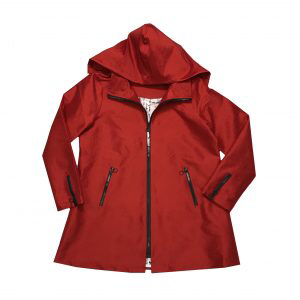 red rain jacket