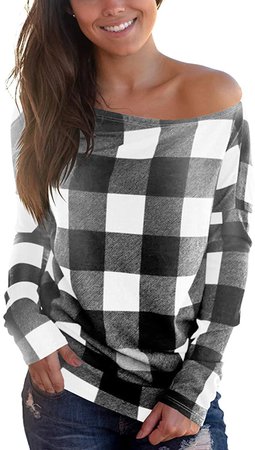 Women's Off Shoulder T Shirt Long Sleeve Blouse Top Black S at Amazon Women’s Clothing store