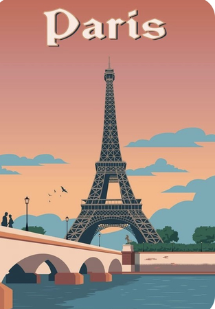 pink Paris travel poster
