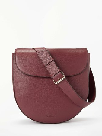 Modalu Sofia Leather Shoulder Bag, Burgundy/Nude at John Lewis & Partners