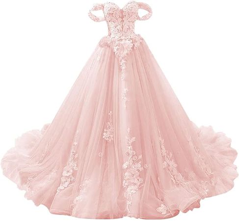Amazon.com: JAEDEN Prom Dress Quinceanera Dresses - Lace Off Shoulder Tulle Long Princess Prom Dress: Clothing, Shoes & Jewelry