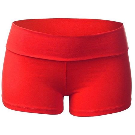 red gym shorts