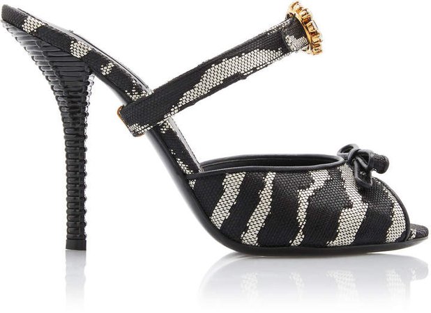 Dolce & Gabbana Zebra Jacquard Leather Sandals Size: 35.5