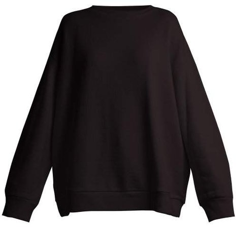 Crew Neck Japanese Jersey Sweatshirt - Womens - Black