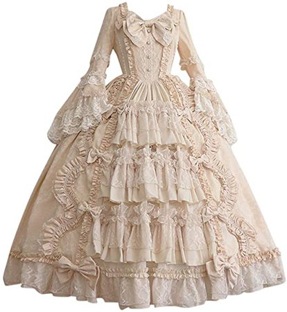 Amazon.com: iYYVV Fashion Women Vintage Gothic Royal Patchwork Flowy Hem Cosplay Princess Bow Dress: Clothing