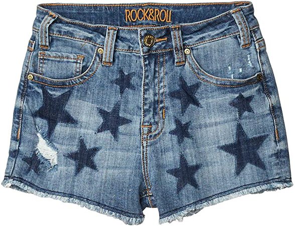 Rock and Roll Cowgirl High-Rise Shorts Printed Navy Stars in Medium Wash 68H5290 Medium Wash 26 at Amazon Women’s Clothing store