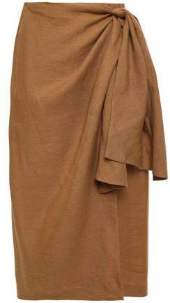 Wrap-effect Cotton And Linen-blend Skirt