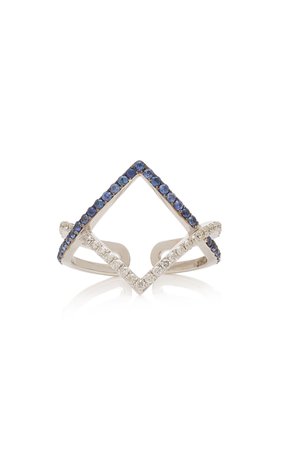 14K White Gold, Sapphire And Diamond Ring by TULLIA | Moda Operandi