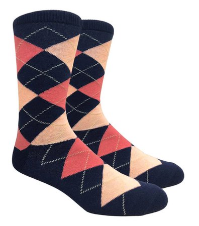 peach coral and navy dress socks