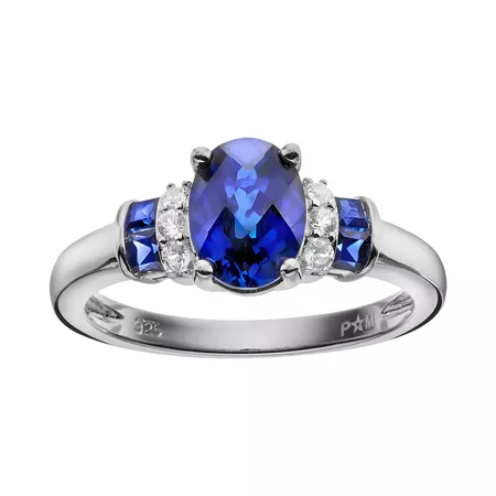 Lab-Created Blue & White Sapphire Sterling Silver Ring