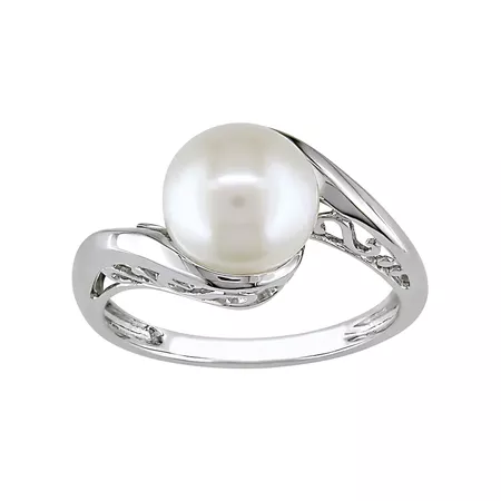 Stella Grace 10k White Gold Freshwater Cultured Pearl Bypass Ring