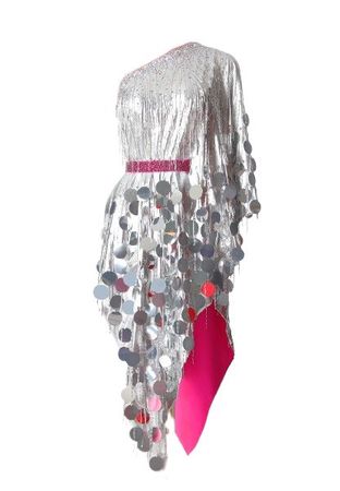 silver pink disco latin dance dress @White_oleander