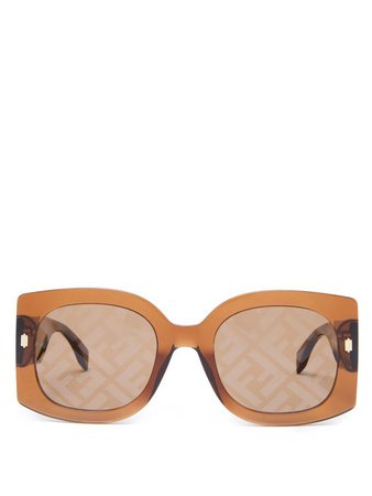 FENDI FF-logo square acetate sunglasses