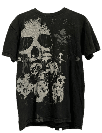 black grundge shirt with white skulls