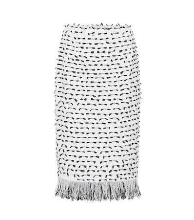 Fringed cotton-blend boucle skirt