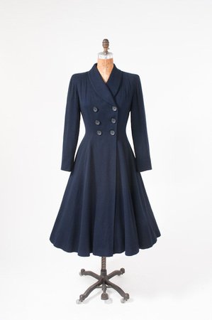 Navy Blue Vintage Coat