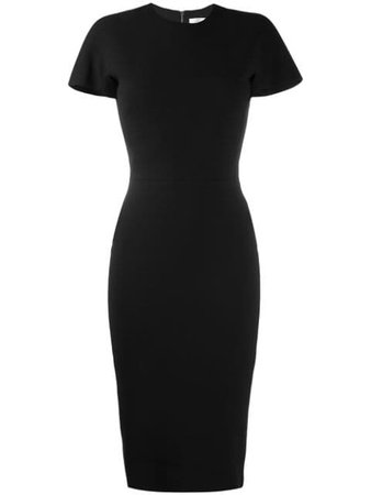 Victoria Beckham Short-Sleeve Fitted Dress DRFIT61063B Black | Farfetch