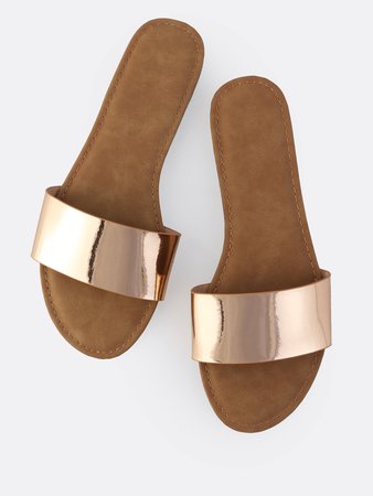 Classic Metallic Slip On Sandals ROSE GOLD